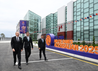 Prezident İlham Əliyev Yevlax Olimpiya İdman Kompleksinin açılışında iştirak edib