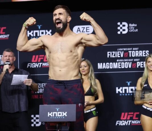 Bakıdakı UFC turnirindən əvvəl döyüşçülər üz-üzə gəliblər