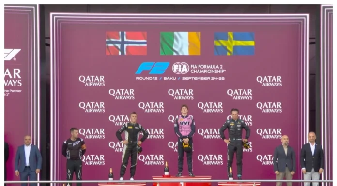 “Formula 2” üzrə Azərbaycan Qran-prisində birinci əsas yarışın qalibi mükafatlandırılıb